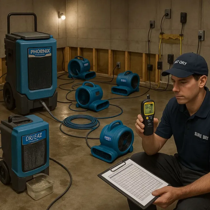 Structural Drying and Dehumidification process in Wading River, NY